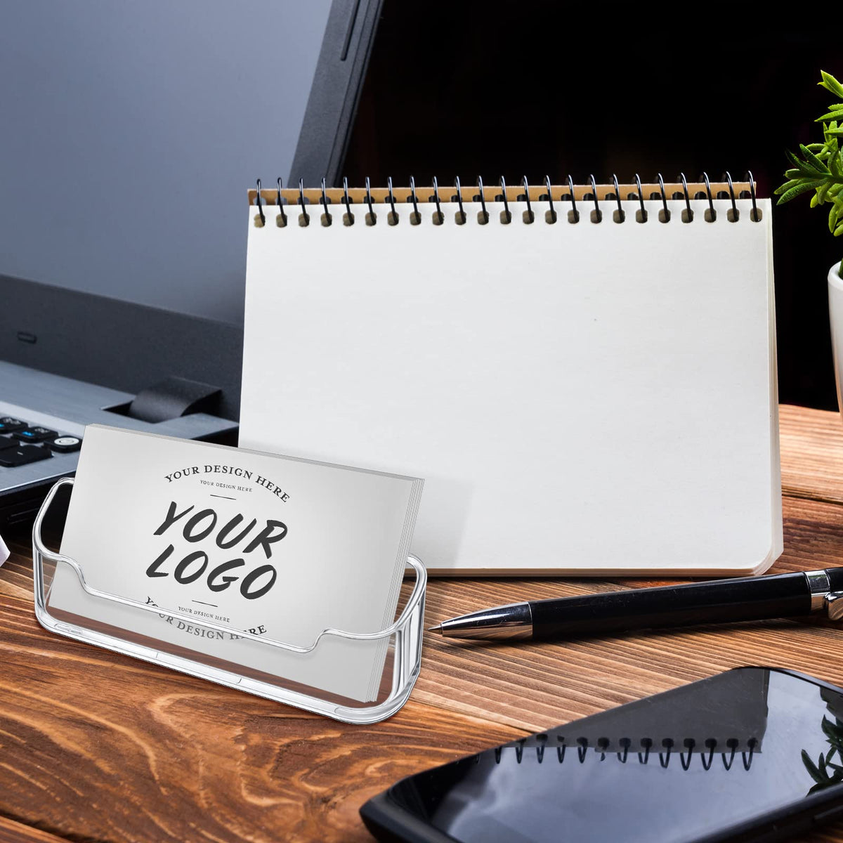 Yookeer 24 Pack Business Card Holder Acrylic Desk Display Clear Display Holder for Business Card