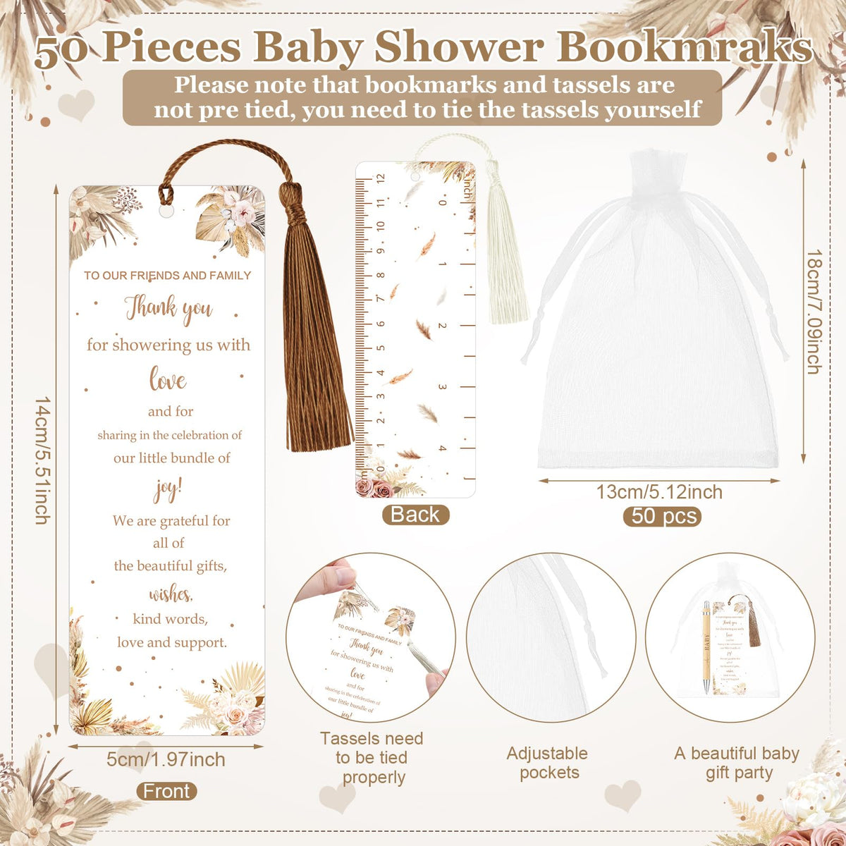 Gilprop 50 Sets Baby Shower Favors for Guests Includes 50 Baby Shower Ballpoint Pens 50 Thank You