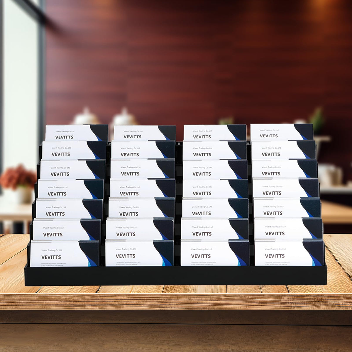 Vevitts Acrylic Business Card Holder for Desk Multiple Business Card Holders 28 Slot 7 Tier Large