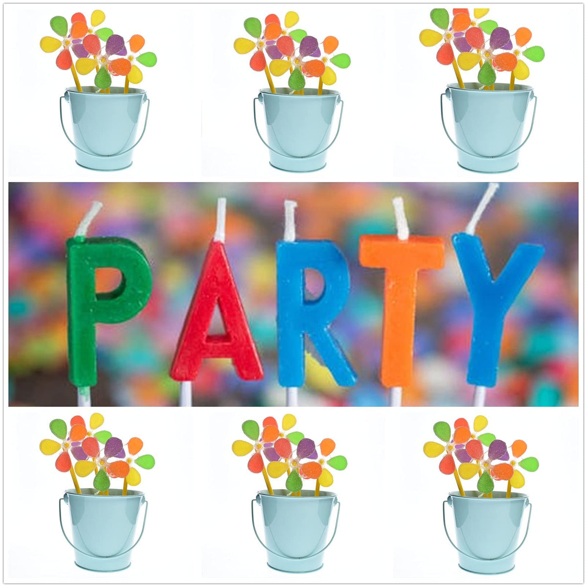 TAKMA Small Metal Buckets with Handle, 6 Pack 4.3 Inch Colored Galvanized Bucket for