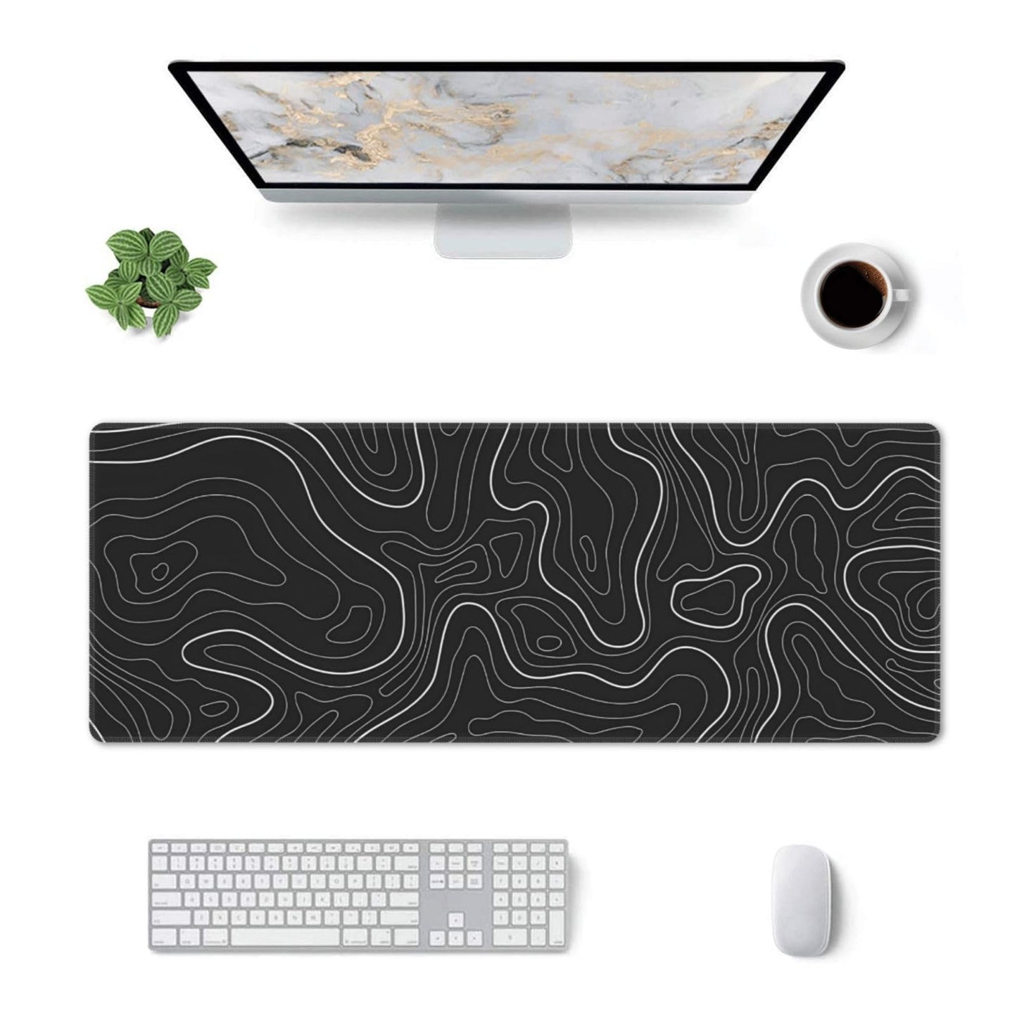 Topographic Contour Extended Big Mouse Pad Large,Gaming Mouse Pad Desk Pad,31.5x11.8 Inch Long
