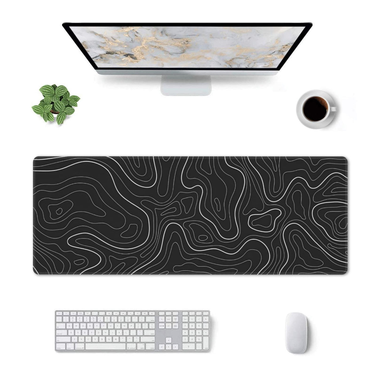 Topographic Contour Extended Big Mouse Pad Large,Gaming Mouse Pad Desk Pad,31.5x11.8 Inch Long