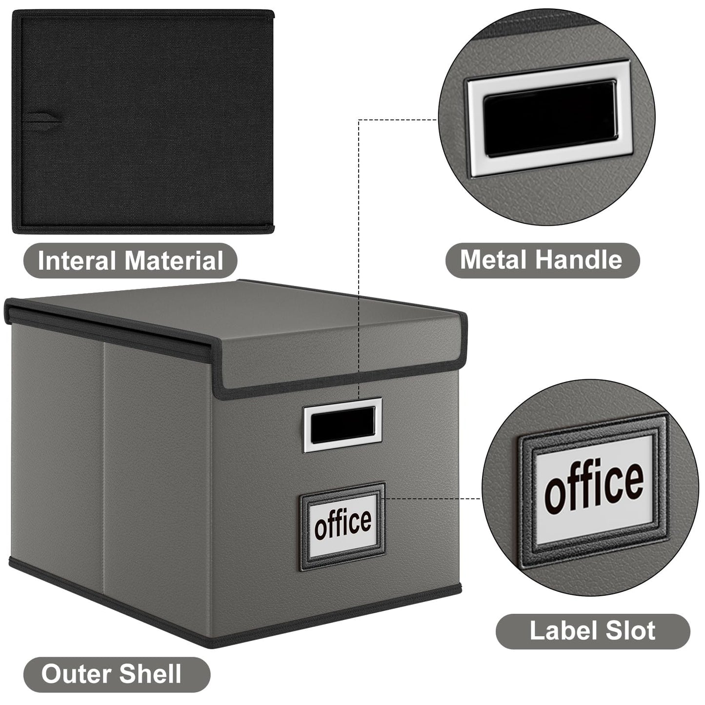 Huolewa File Organizer Box with Lids, Collapsible File Folder Organizer