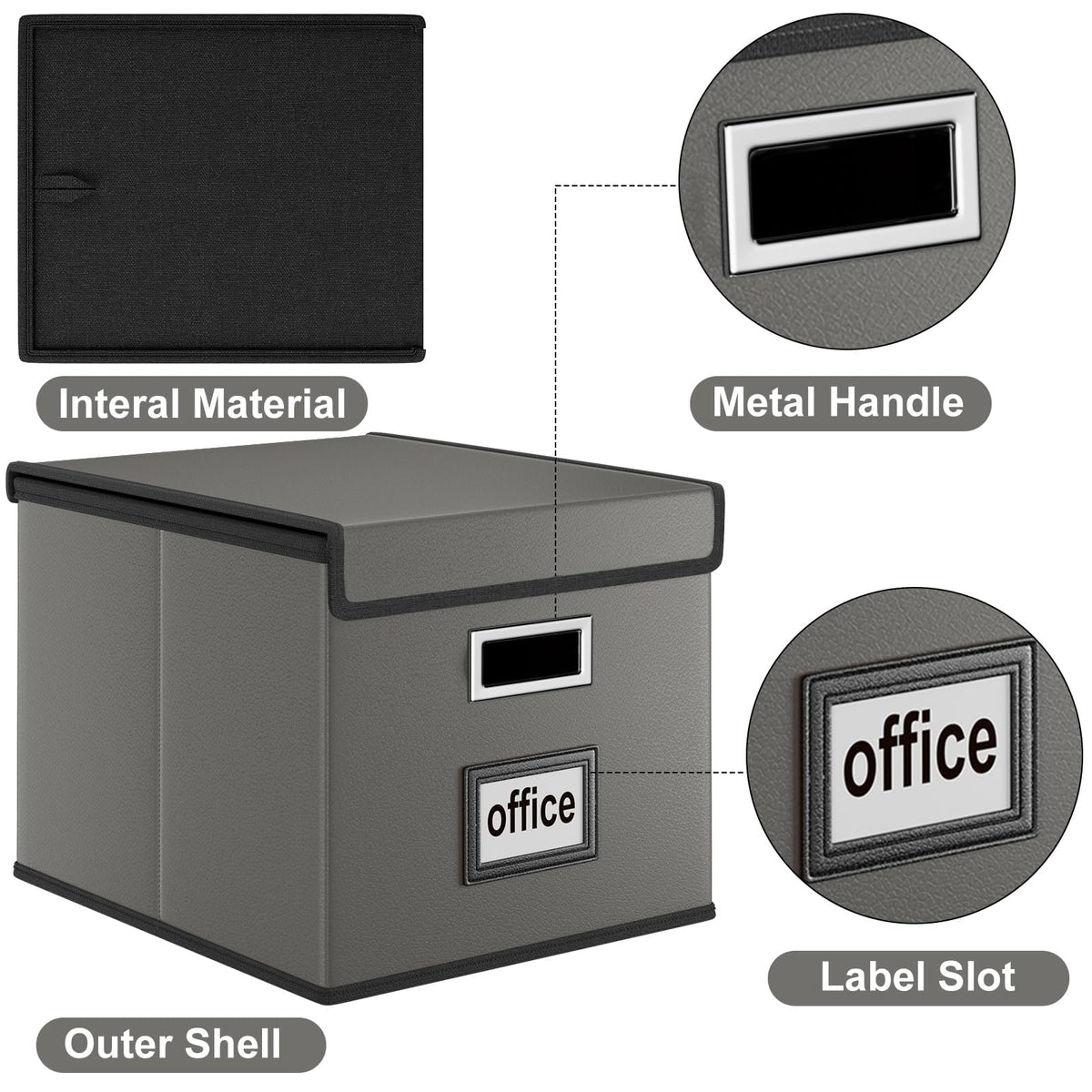 Huolewa File Organizer Box with Lids, Collapsible File Folder Organizer