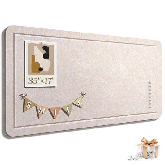 Large Bulletin Board, 35 X 17 Inches Felt Cork Board with 40 Pushpins, Foldable Felt Notice Pin