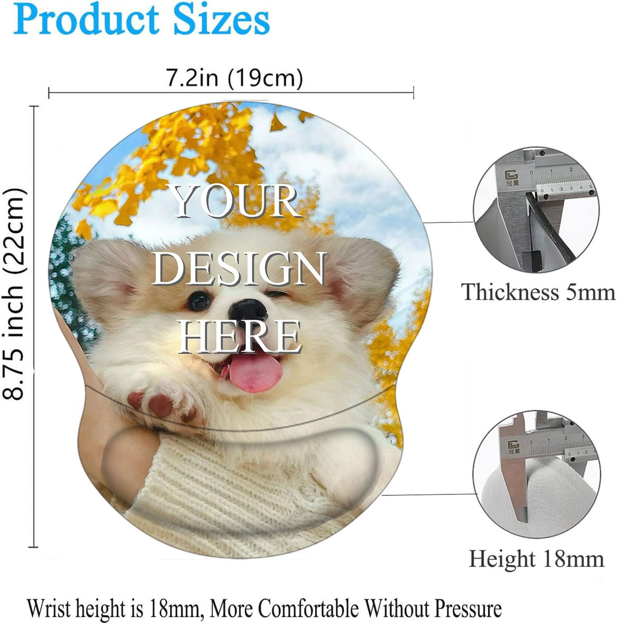 Custom Mouse Pad with Wrist Support，Ergonomic Personalized Mousepad,Add Personalized Photo & Text