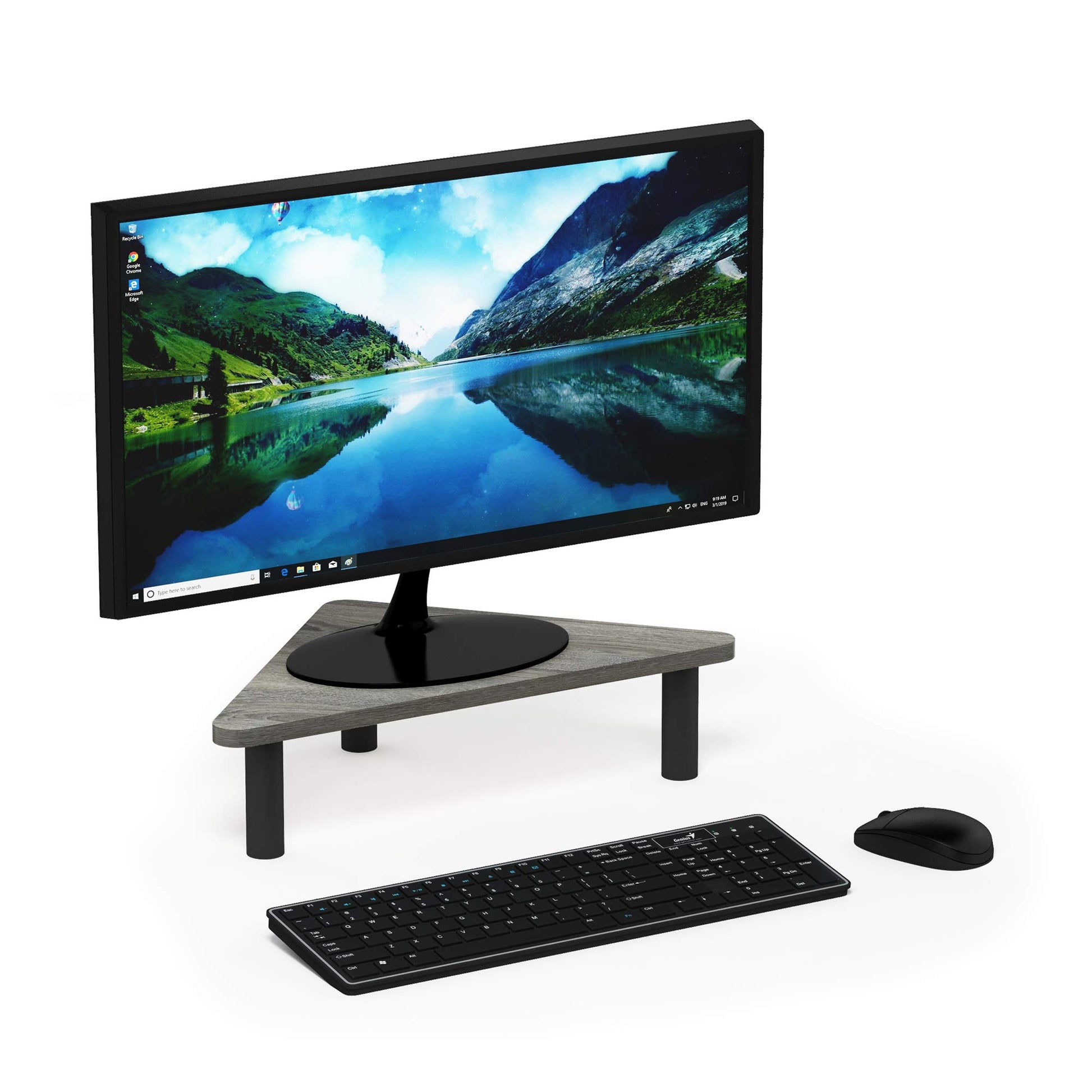 Furinno TURN-N-TUBE Monitor Stand Riser, 19.6" Wide Triangle Corner Monitor Riser, Laptop Stand for