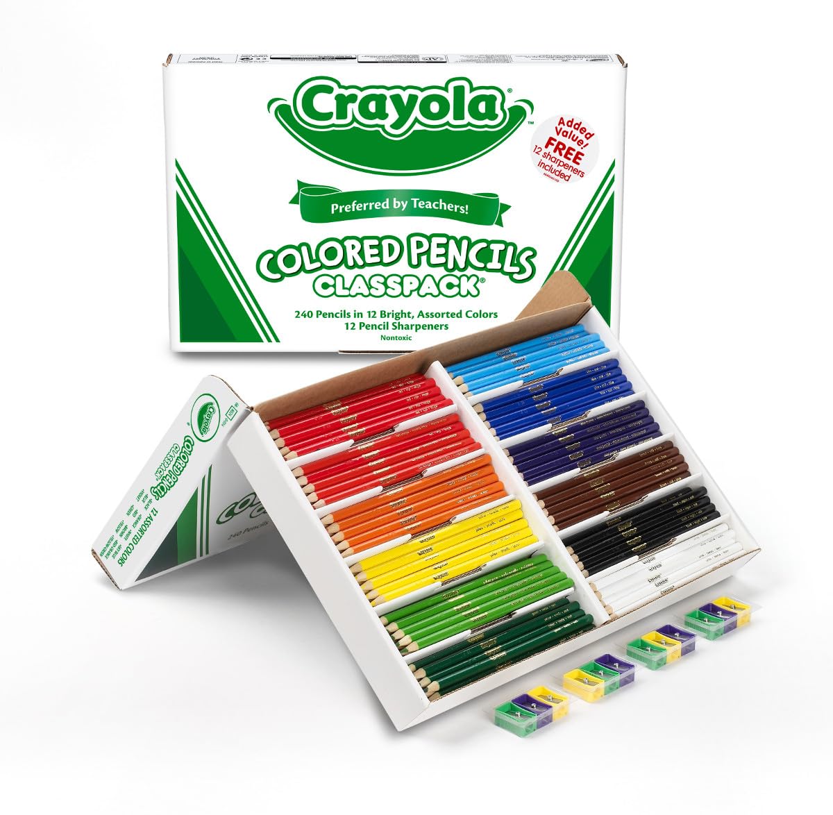 Crayola Colored Pencils Classpack (240 Ct), Bulk Classroom Supplies, Colored Pencils for School, 12