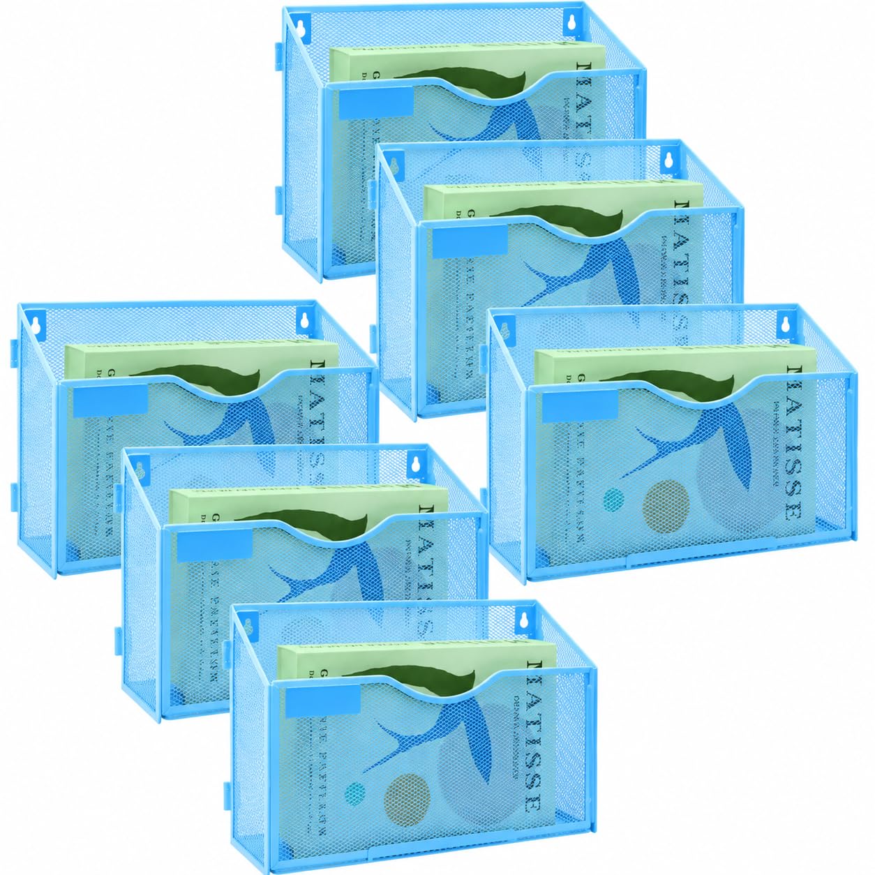 IOUGDSEC 6 Packs 1 Tier A4 Mesh in Tray Hanging Wall File Holder Magazine Document Holder Mail