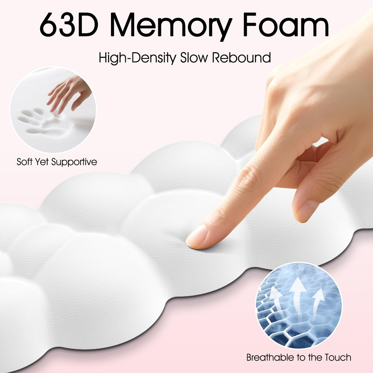 Sushret Cloud Wrist Rest for Computer Keyboard and Mouse Pad Set, White