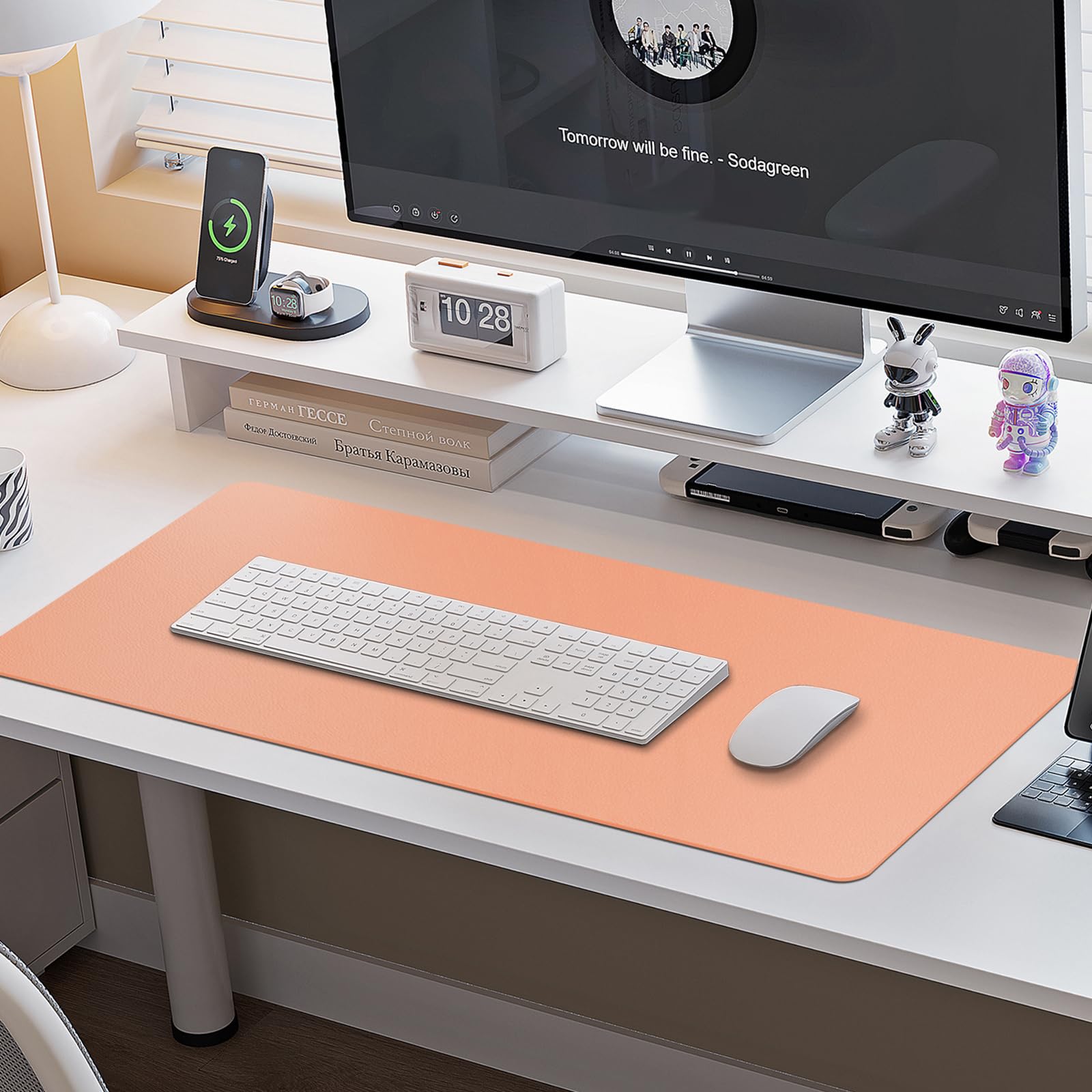 Boutilon Leather Desk Pad Protector,Non-Slip Mouse Pad,Laptop Desk Pad,Office Mouse Mat,Waterproof