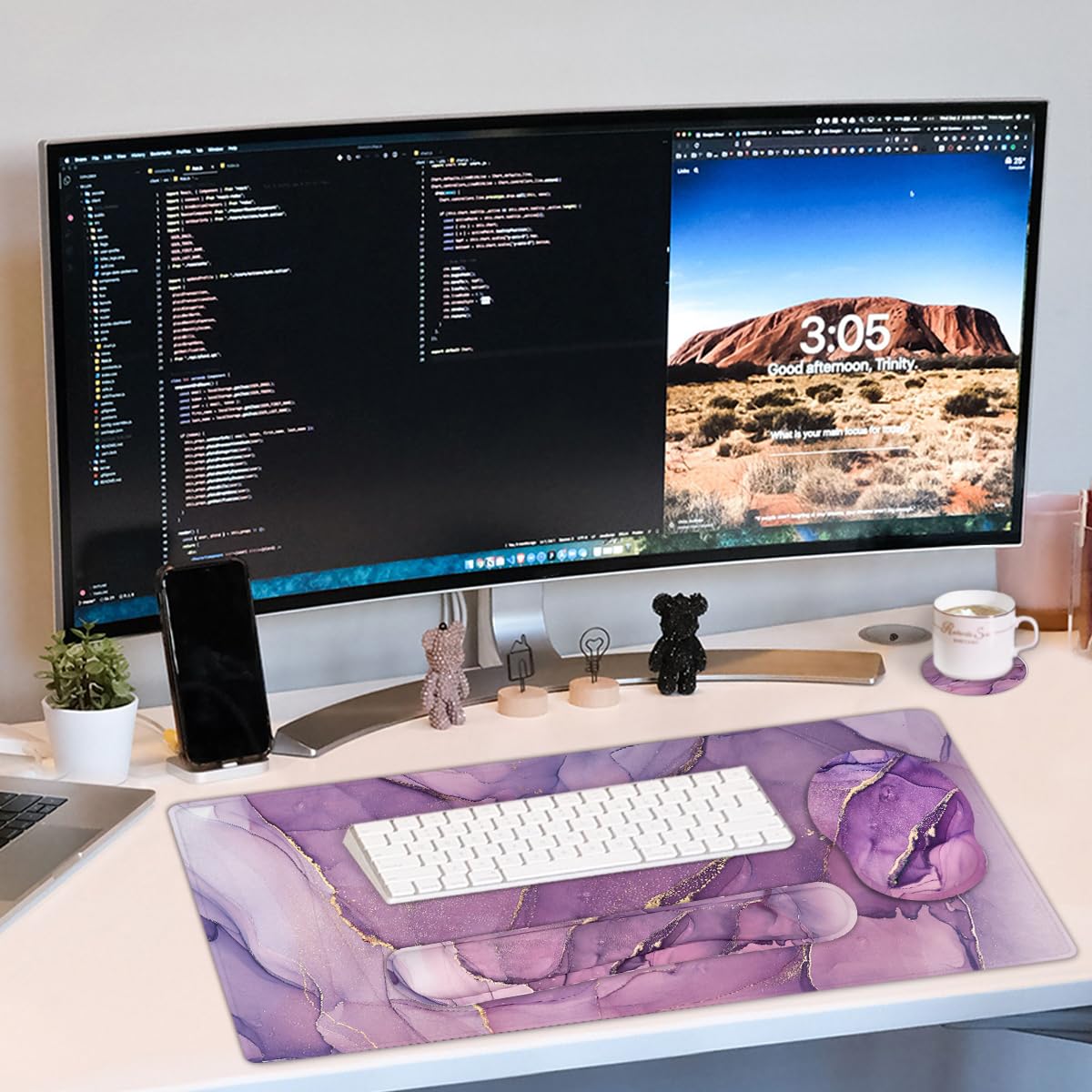 4-in-1 Gaming Mouse Pad Wrist Support Set，Desk Pad + Mouse Pad with Wrist Rest + Keyboard Wrist