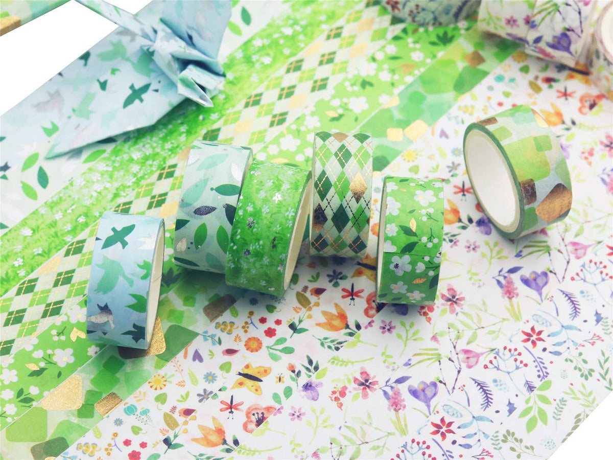 YUBBAEX Poetic Gold Washi Tape Set VSCO Floral Silver Foil Masking Tape Decorative for Arts, DIY