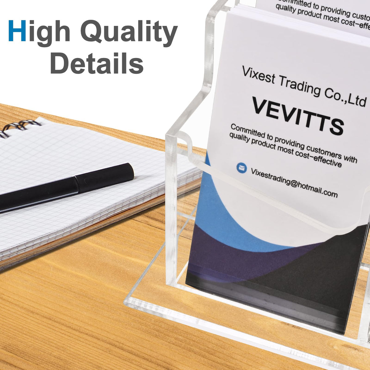 Clear Vertical Business Card Holder for Desk, Office Acrylic Business Card Display Holder Desktop