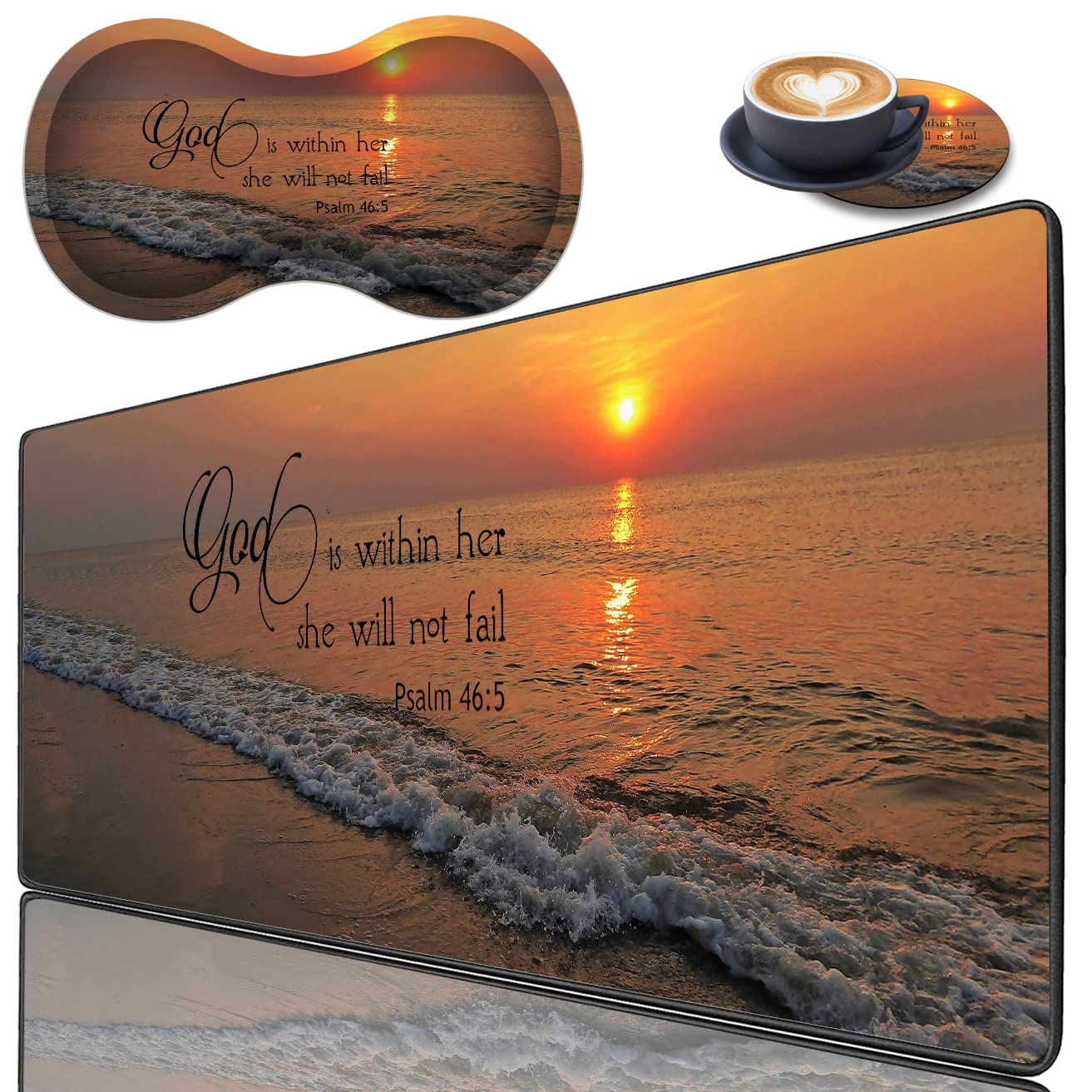 3 Piece Mouse Pad Set with Stitched Edge Large Anti-Slip Mouse Pad Desk Pad Keyboard Pad + Wrist