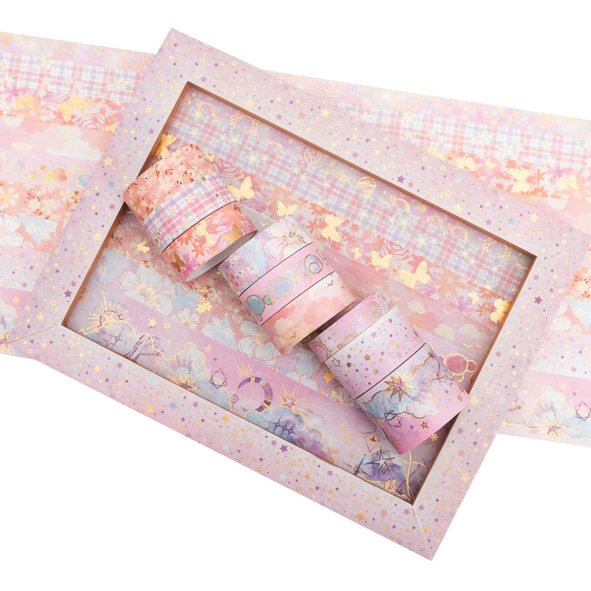 YUBBAEX Mystic Gold Washi Tape Set Wide Silver Foil Masking Tape Decorative for Arts, DIY Crafts