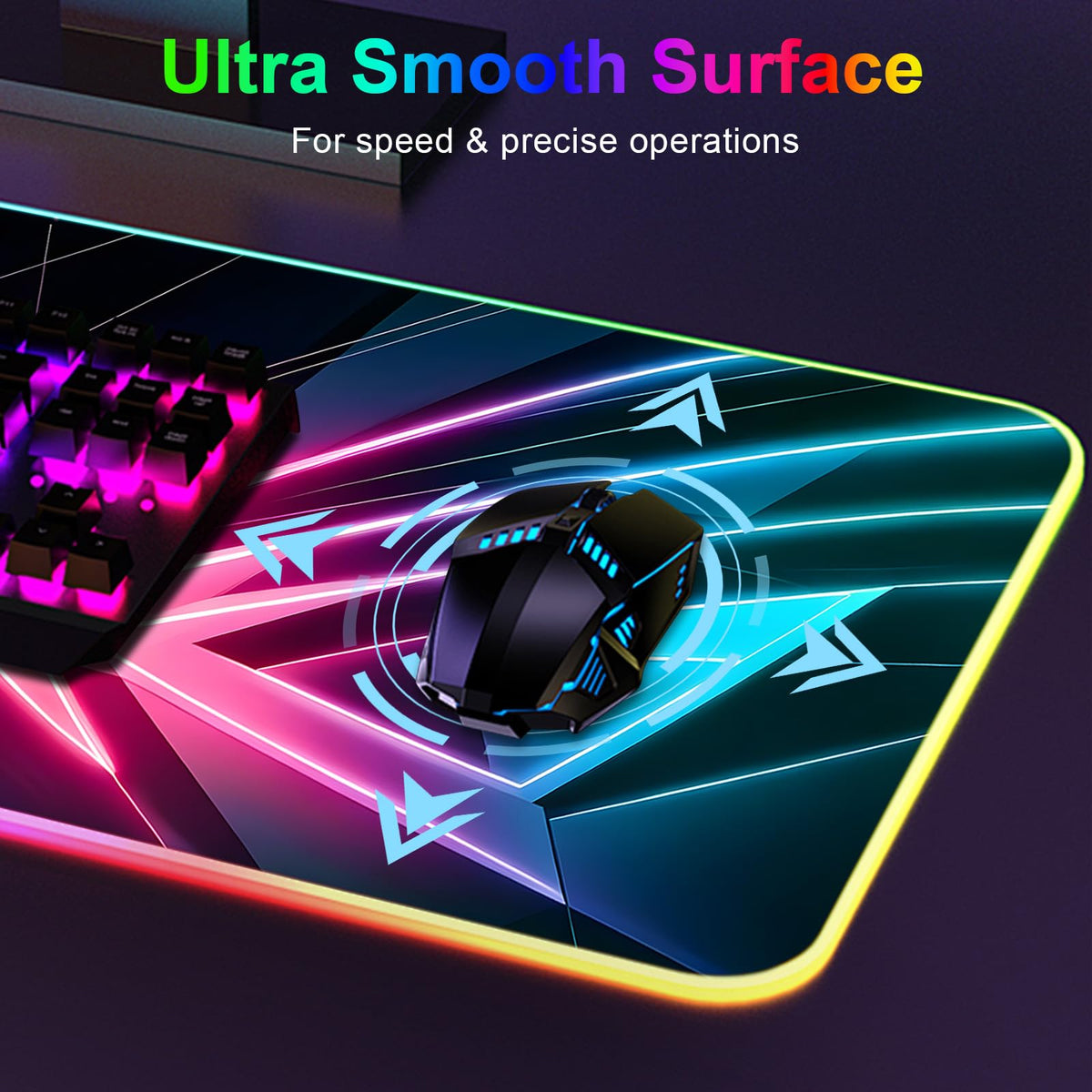 Mouse Pad 31.5 X 11.8 Inches RGB Mouse Mat with 13 Light Modes