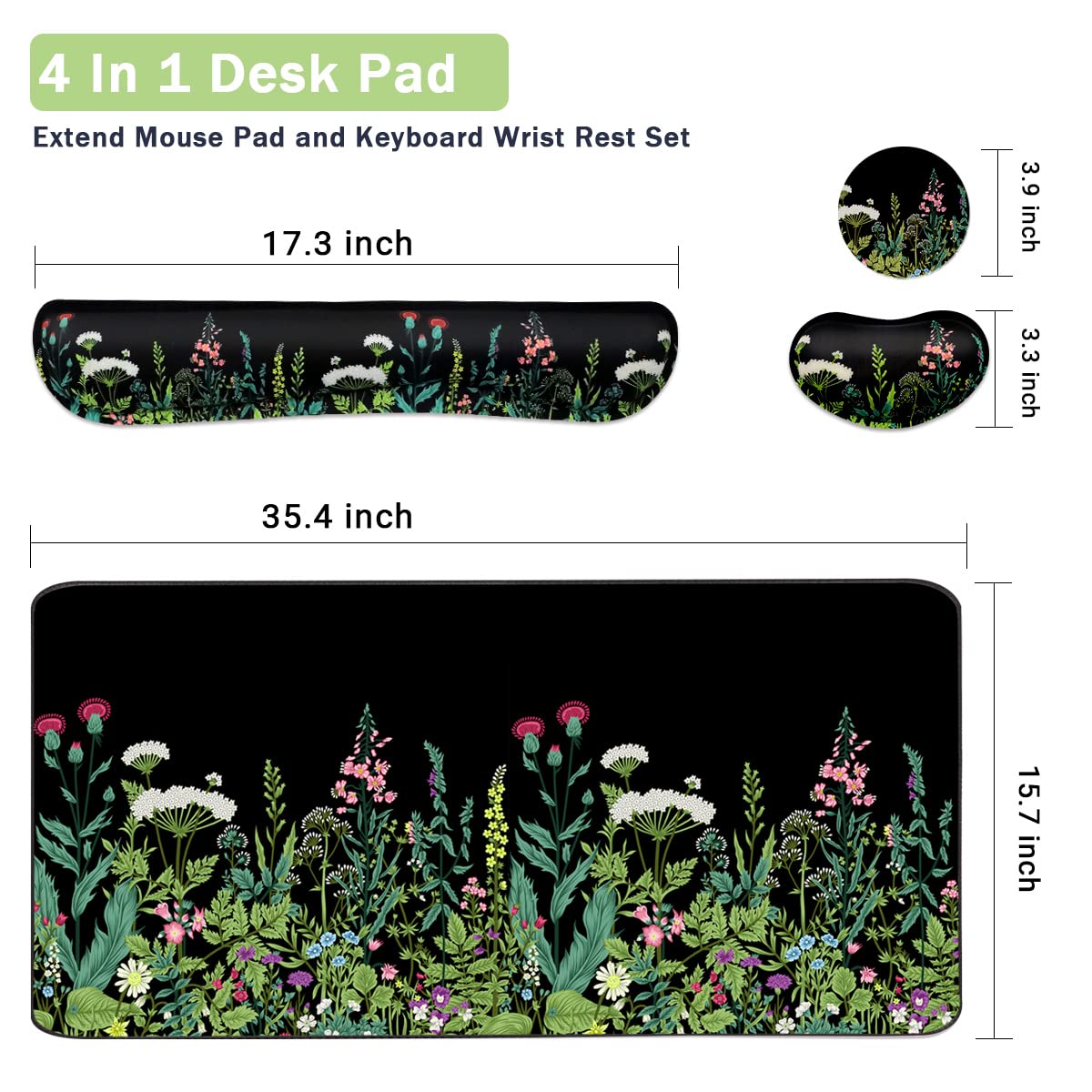 Keyboard Mouse Pad Set, Extended Mouse Pad+Keyboard Wrist Rest Support, Memory Foam Ergonomic Easy