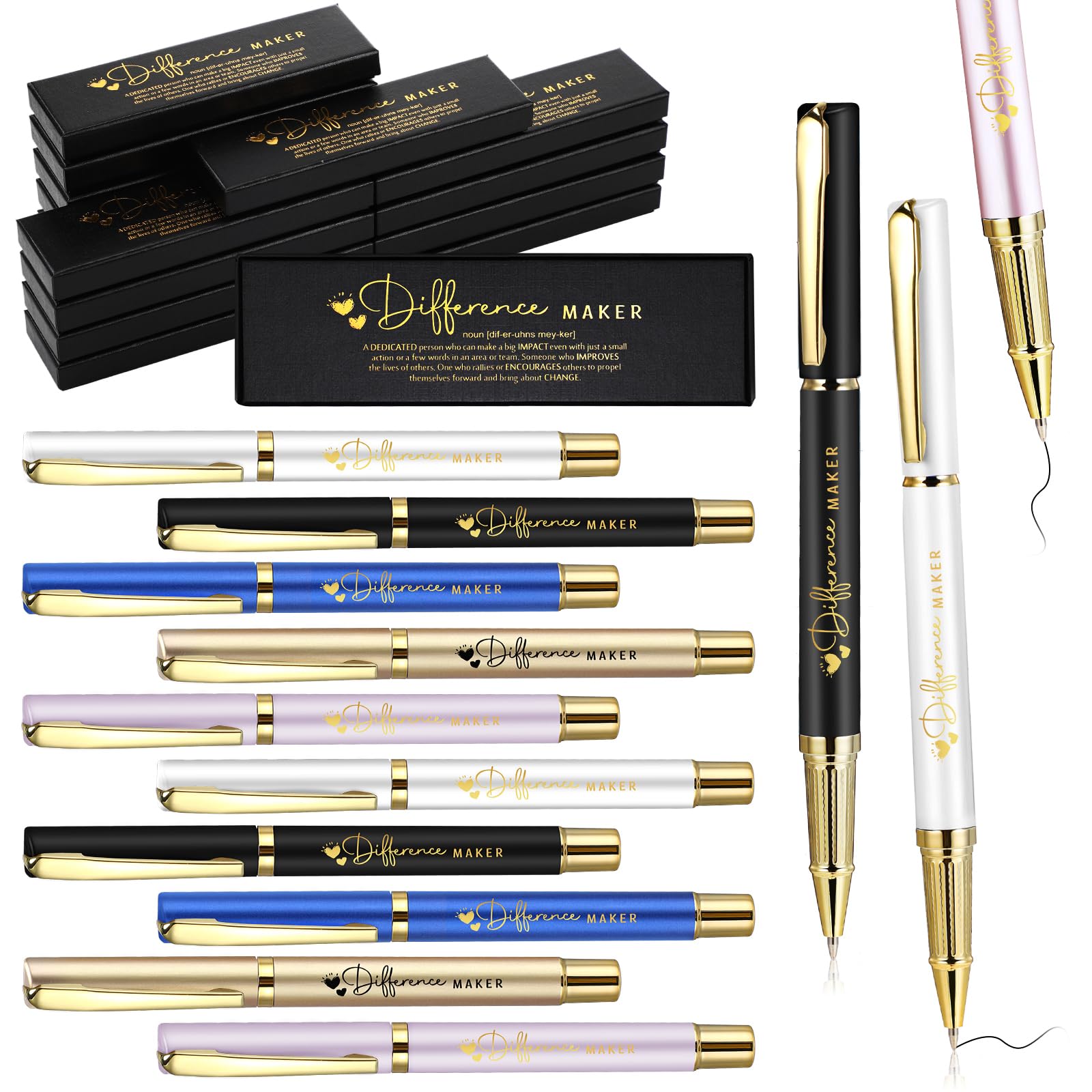 PerKoop 20 Sets Difference Maker Appreciation Gifts Pens with Box