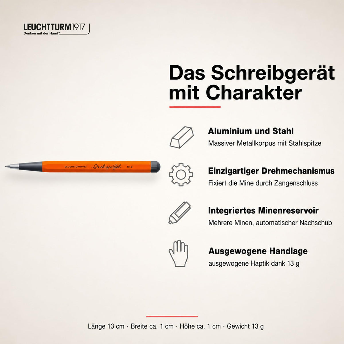 LEUCHTTURM1917 374014 Drehgriffel Nr. 2, Pumpkin - Pencil
