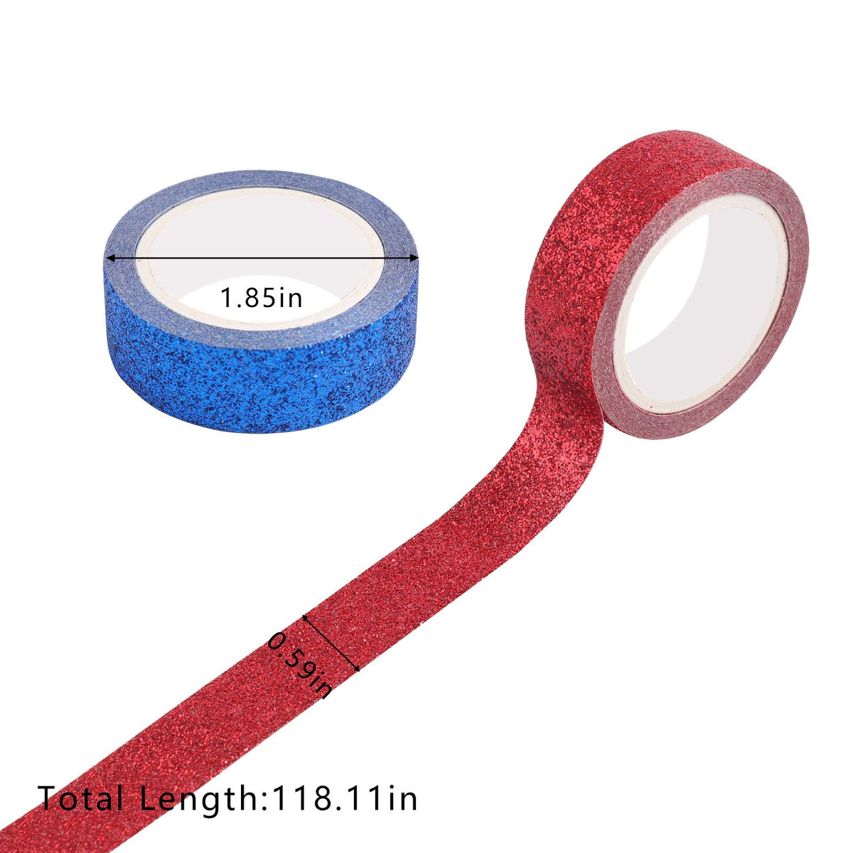 Tesuivra DIY Glitter Washi Tape Set - 12 Rolls Colored Masking Tape, Sparkle Decorative Tape for