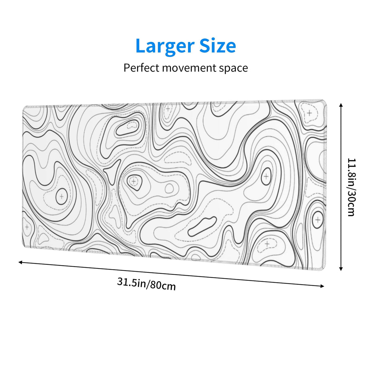 BEYIMEN Gaming Mouse Pad, White Topographic Pattern, 31.5 X 11.8 Inch