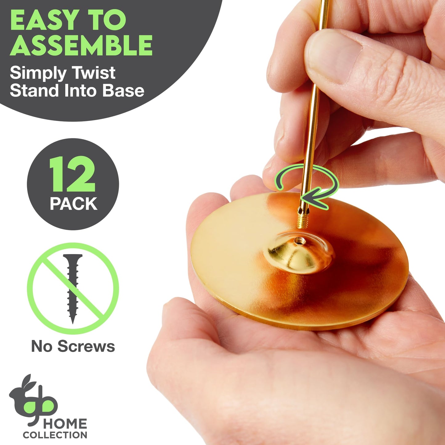 Table Number Holders Stands 12 pk, Gold Metal Place Card Holders 12in Tall