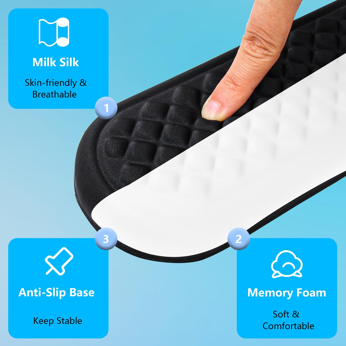 ELZO Wrist Rest for Keyboard and Mouse, Soft Memory Foam Wrist Support, Computer Ergonomic Wrist
