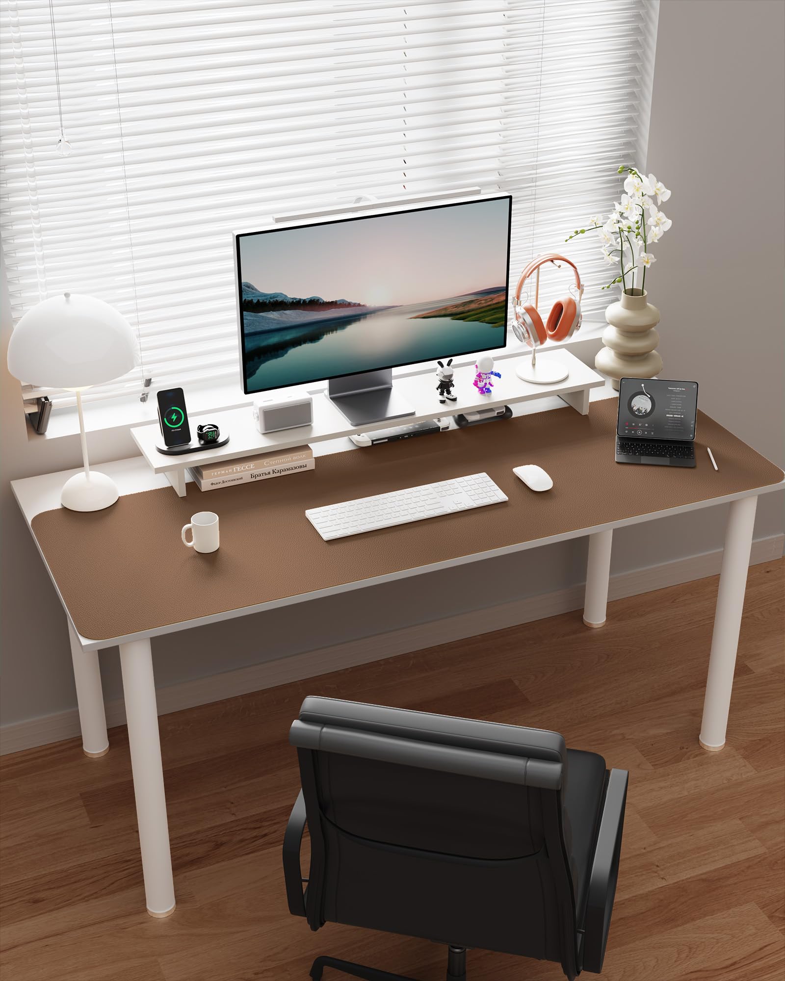 YSAGi Eco Cork Desk Pad, 47" x 17" Leather Desk Mat, Double-Sided Desk Pad Protector,Large Mouse