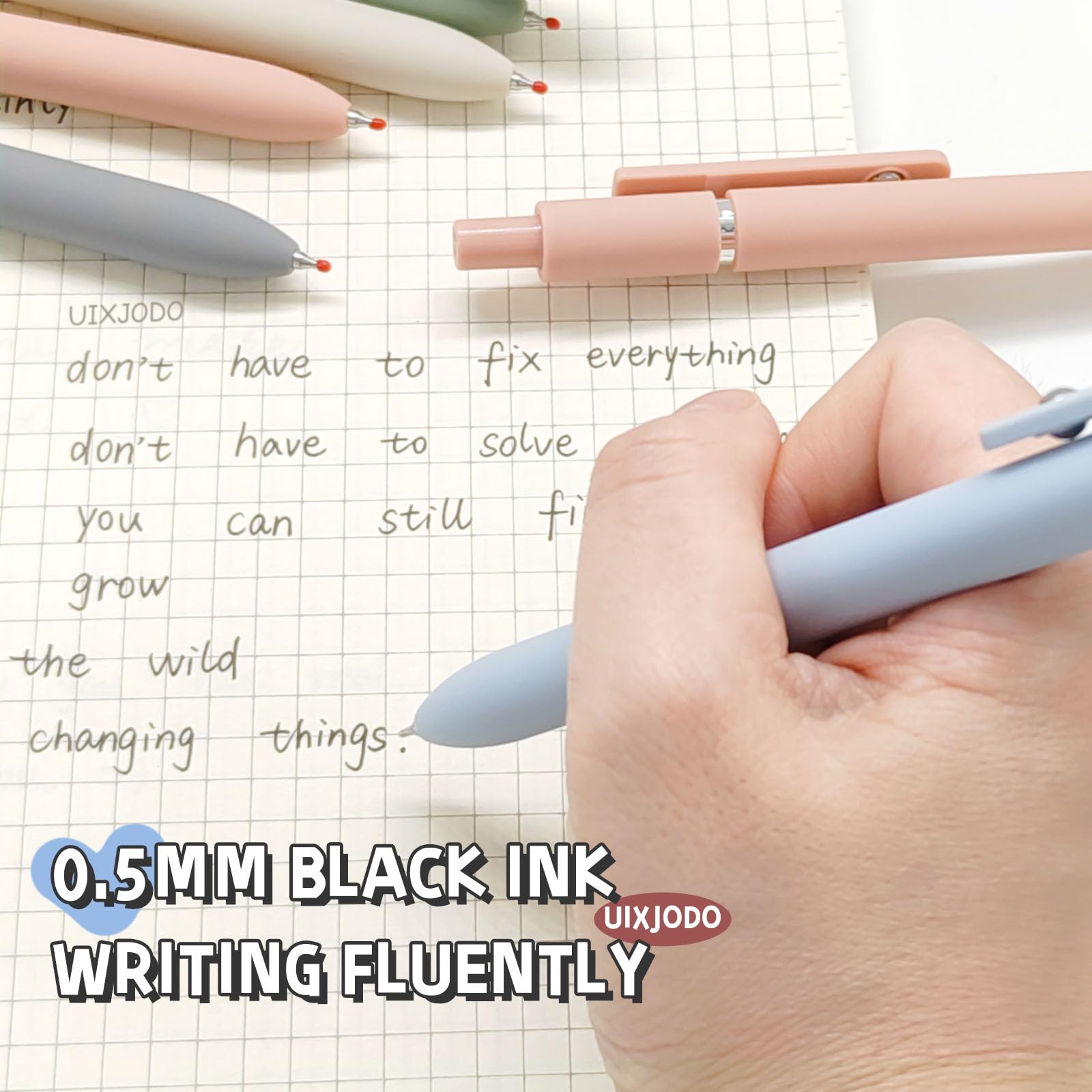 UIXJODO Gel Pens, 10Pcs 0.5mm Black Ink Pens Fine Point Smooth Writing Pens, High-End Series