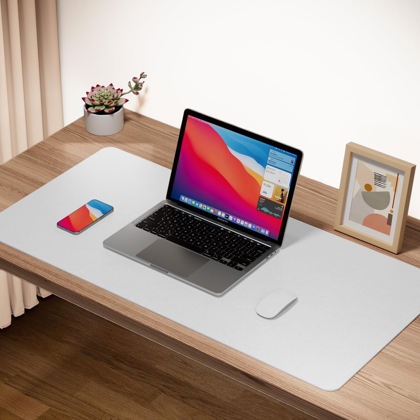 Boutilon Leather Desk Pad Protector,Non-Slip Mouse Pad,Laptop Desk Pad,Office Mouse Mat,Waterproof