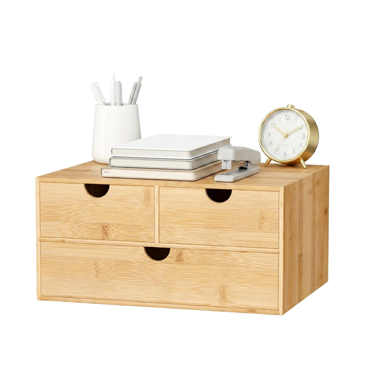 Bamboo Desk Organizer with Drawers, Desktop Storage for Office Supplies