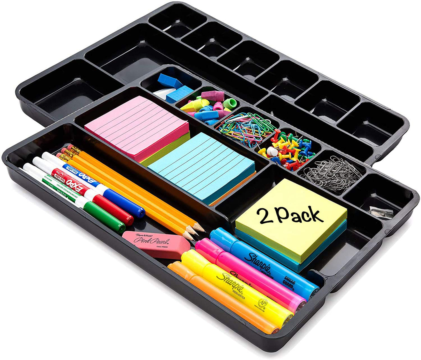 Desk Drawer Organizer Tray with 9 Storage Compartments - For Home and Office - Drawer Organizers