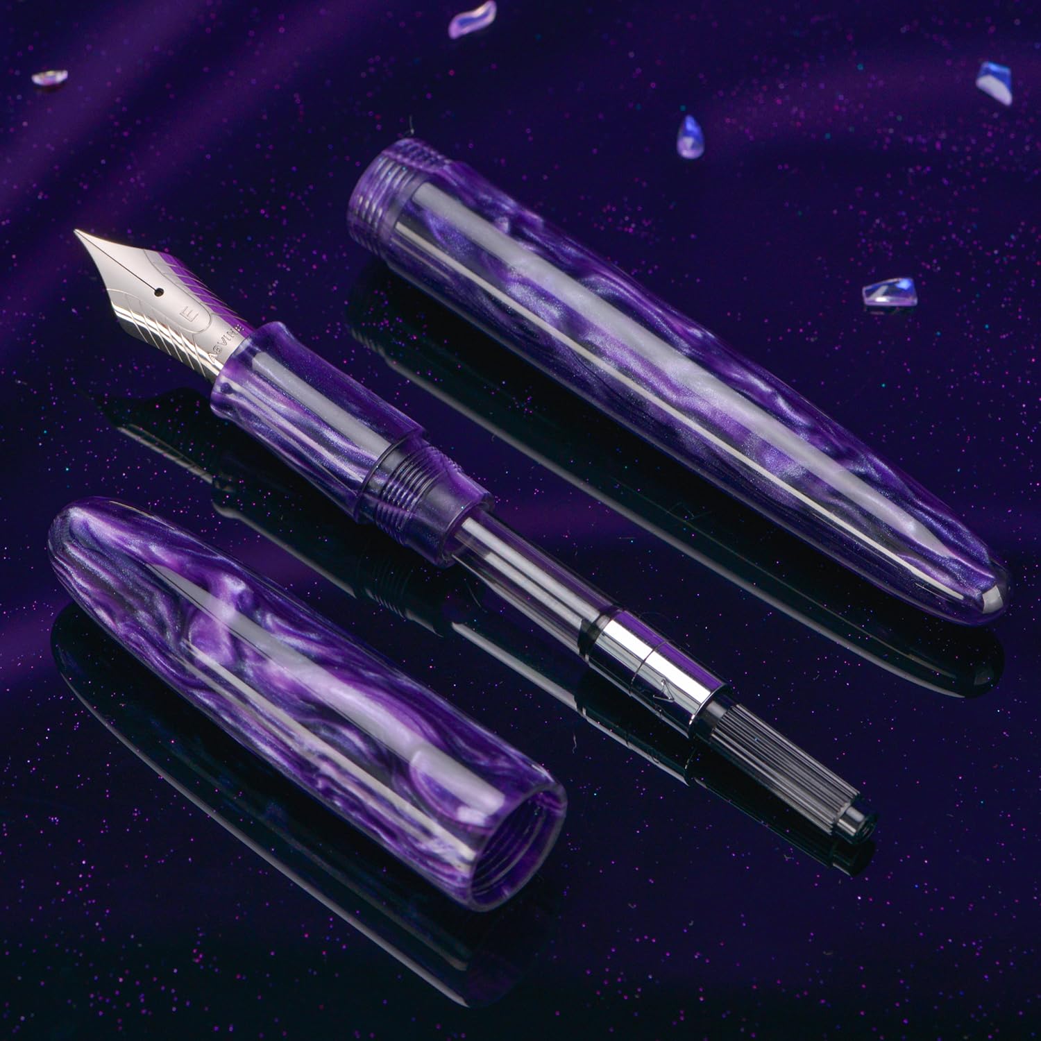 Asvine C80 Fountain Pen #8 Extra Fine Nib Large Handcraft Pen with Converter Pen Box Collection Set
