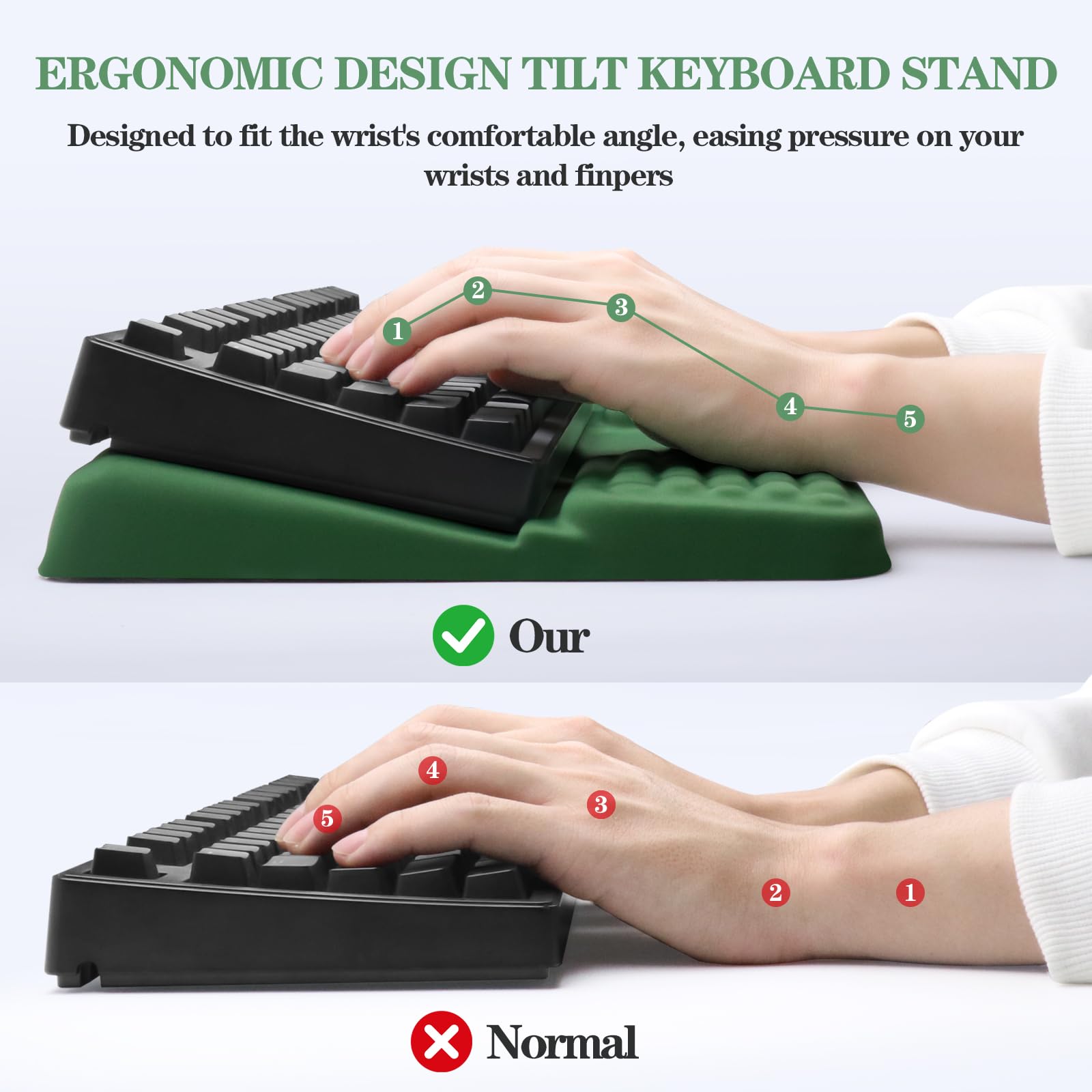 Ergonomic Keyboard Stand with Wrist Rest, Computer Wrist Support Pad