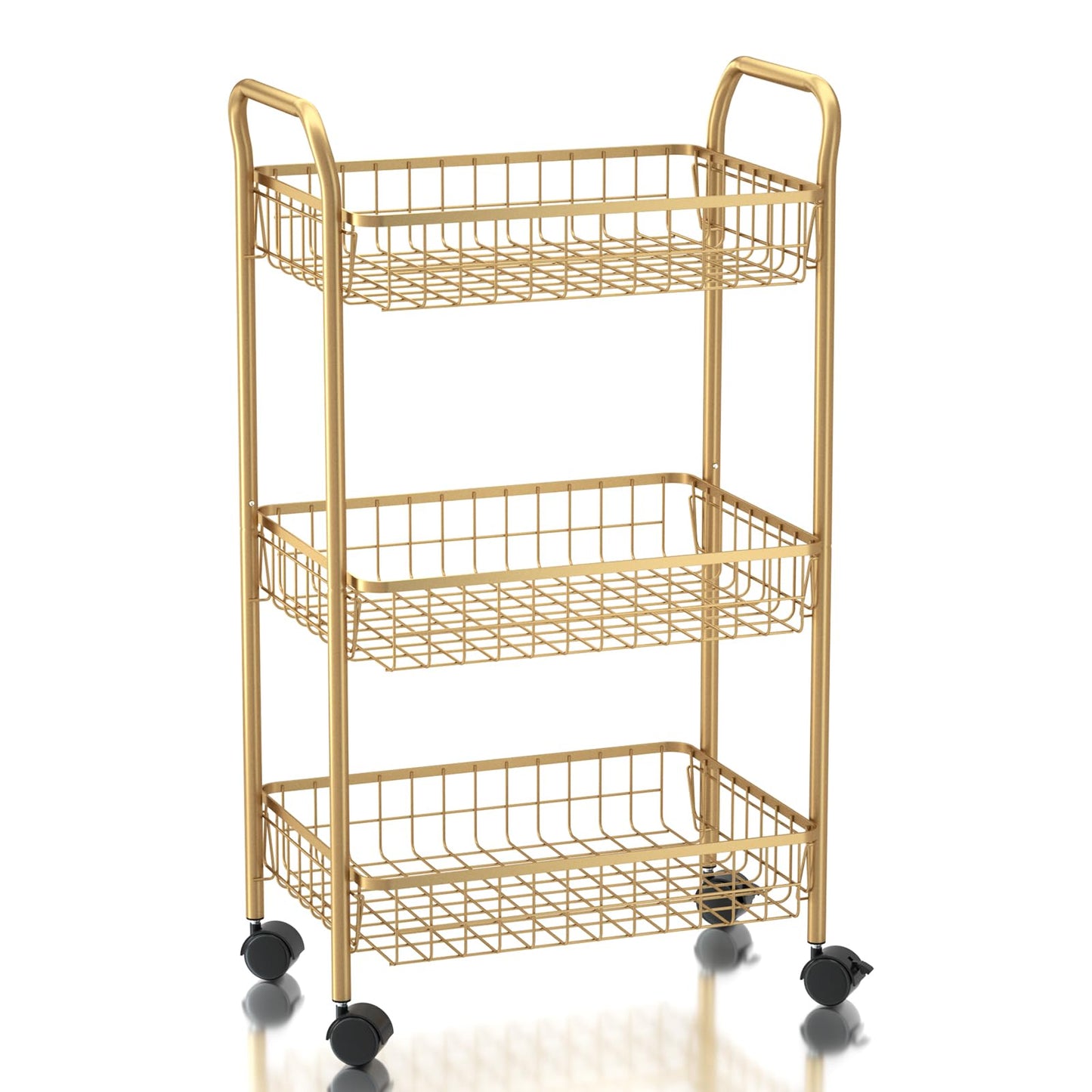 MNOPQ 3 Tier Rolling Utility Cart, Storage Trolley Service Cart with Wheels Easy Assembly for
