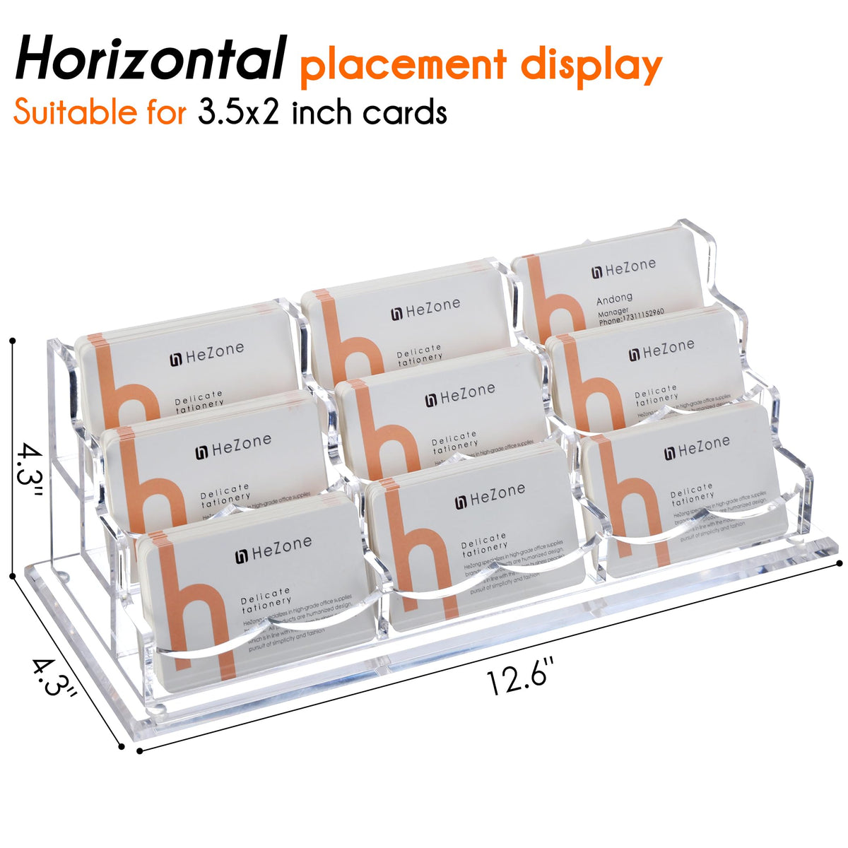 HeZone Business Card Holder for Desk, Multiple Cards Display Stand Rack for Women and Men, Clear