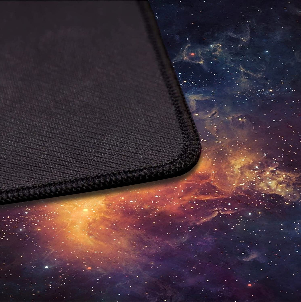 Large Starry Sky Mouse Pad with Stitched Edges, Computer Keyboard Desk Pad