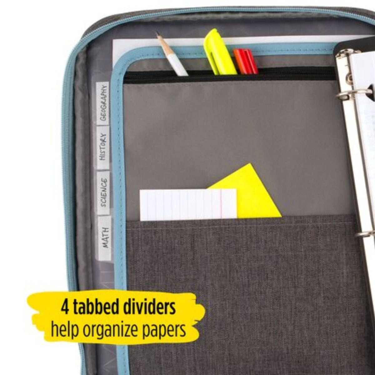 Five Star Zipper Binder, 1 Inch 3-Ring Binder with Round Rings, Carry-All with Pockets and 4-Tab