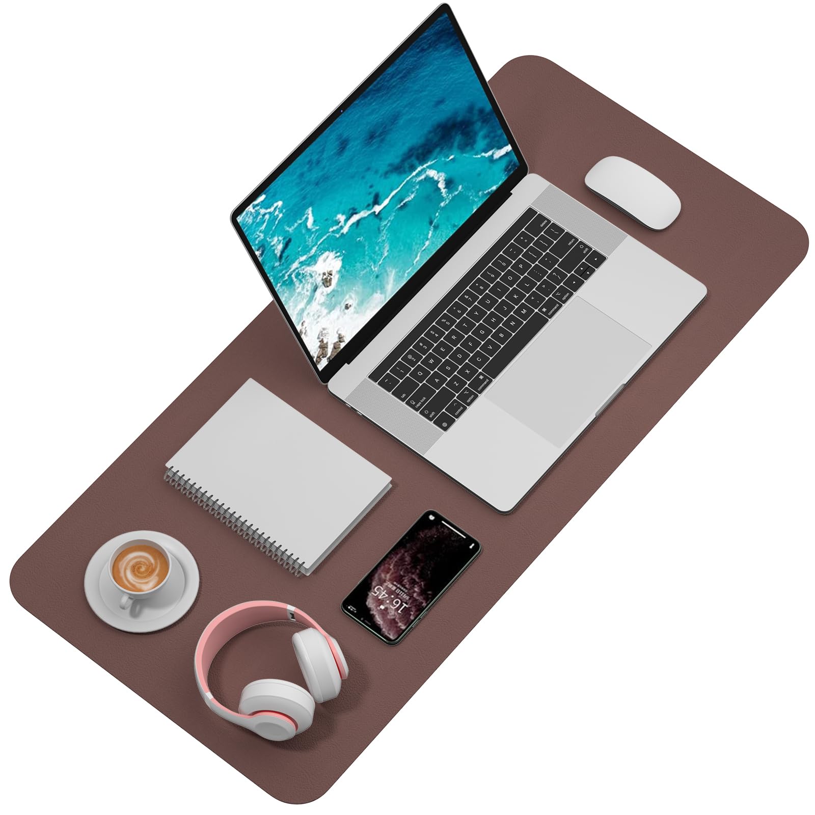 Hsurbtra Desk Pad, 35.5" x 17" PU Leather Desk Mat, XXL Extended Mouse Pad, Waterproof Desktop