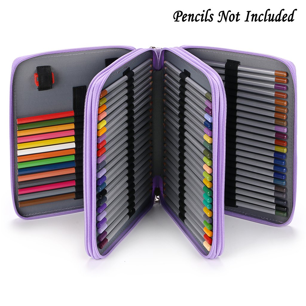 BTSKY Deluxe PU Leather Pencil Case For Colored Pencils - 120 Slot, Purple