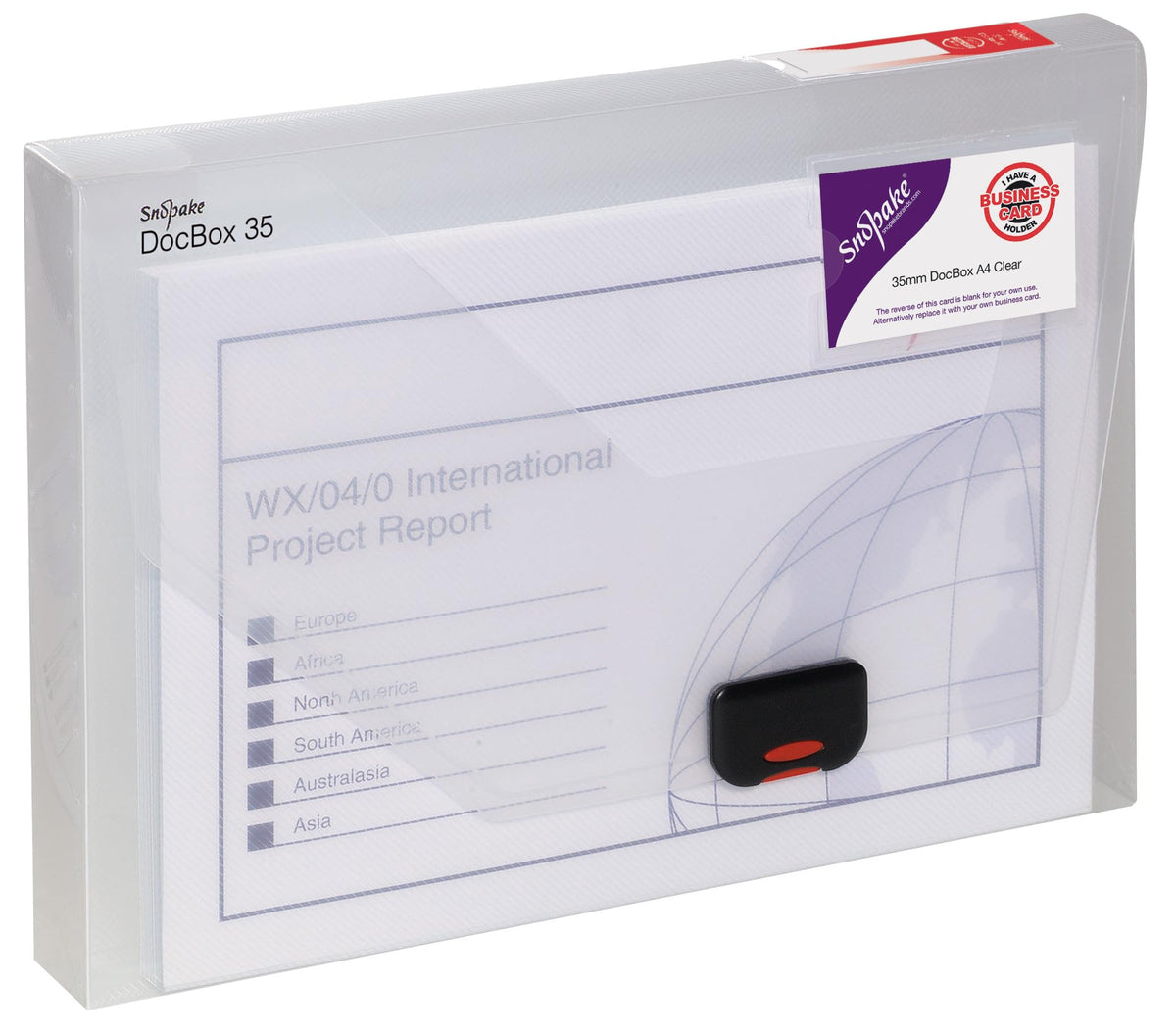 Snopake A4 DocBox Clear 35 mm Box File with Push Lock (Pack of 1) Ref 12861