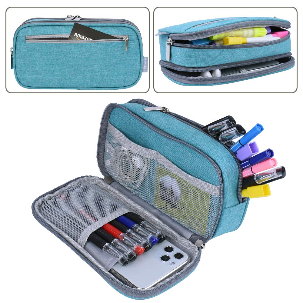 Chelory Big Capacity Pencil Case Large Pencil Bag Pouch 3 Comparments Pen Pencil Marker Cases