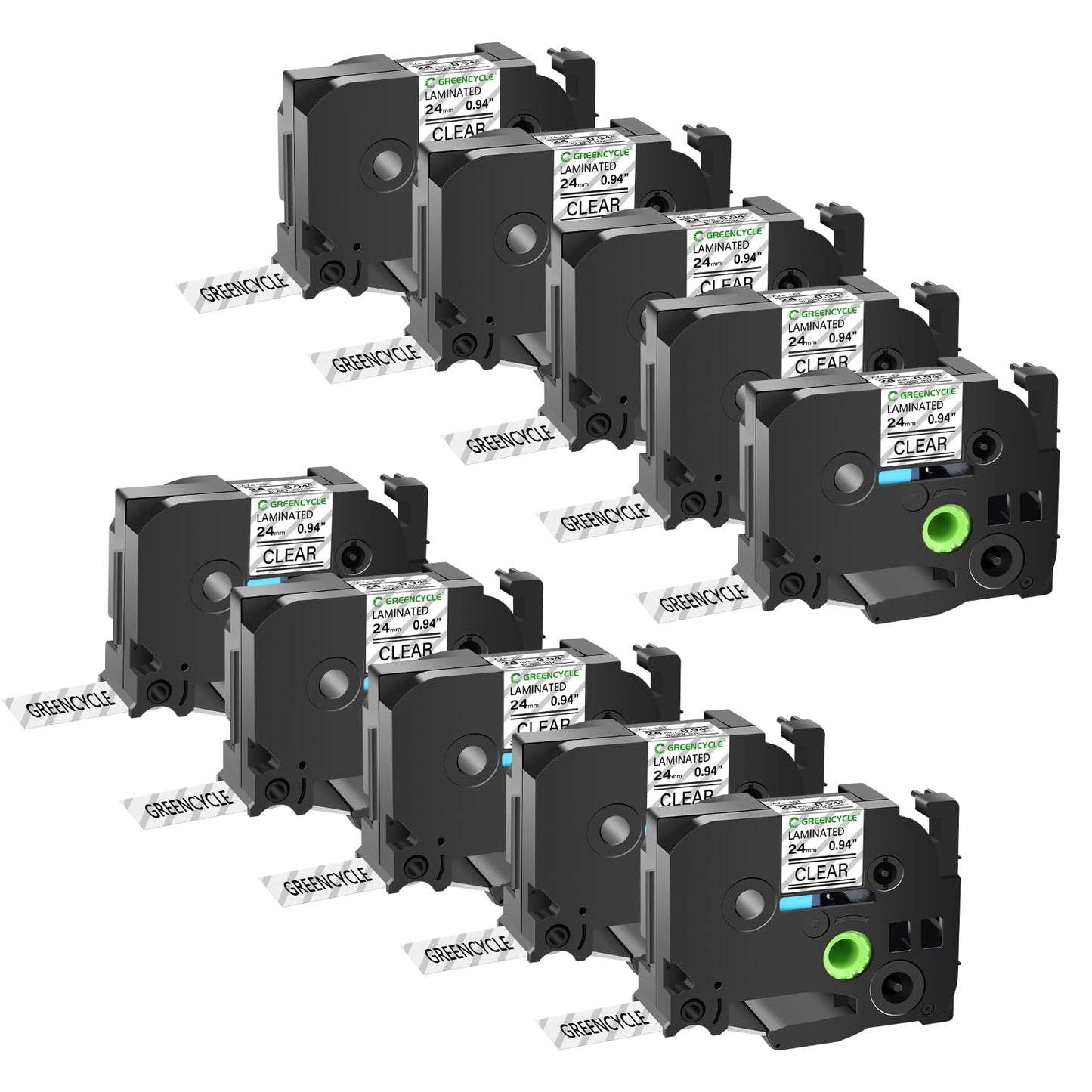 GREENCYCLE Compatible for Brother P-Touch TZe-151 TZe151 AZE Tape 24mm 0.94 Inch 1" Black on Clear