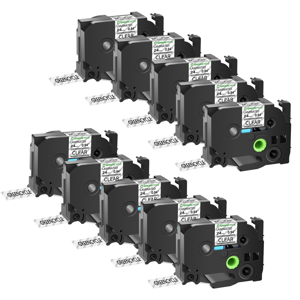 GREENCYCLE Compatible for Brother P-Touch TZe-151 TZe151 AZE Tape 24mm 0.94 Inch 1" Black on Clear