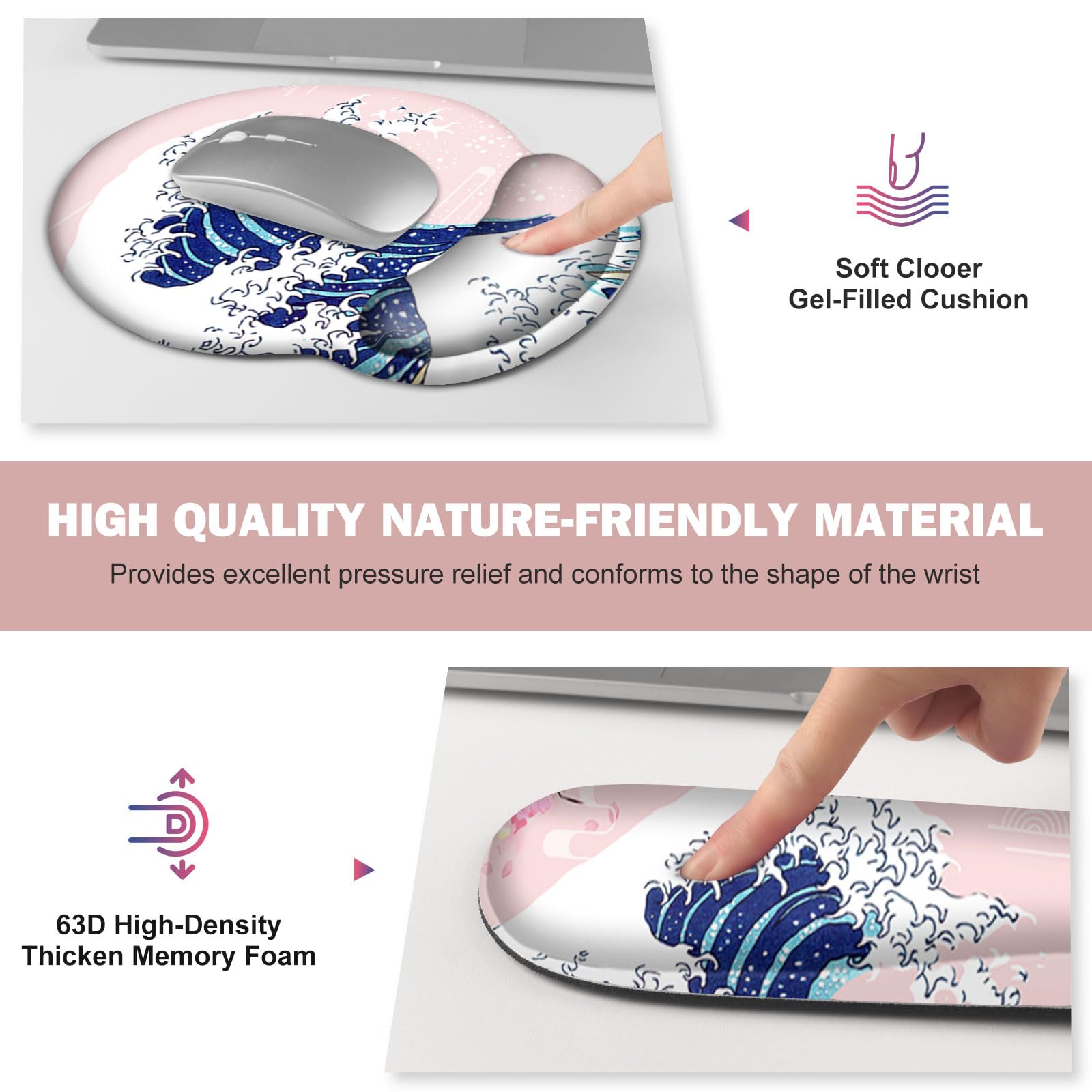 Gaming Mouse Pad, Large Desk Mat, Cute Desk Pad Protector, Pink Cherry Blossoms XXL Mousepad +