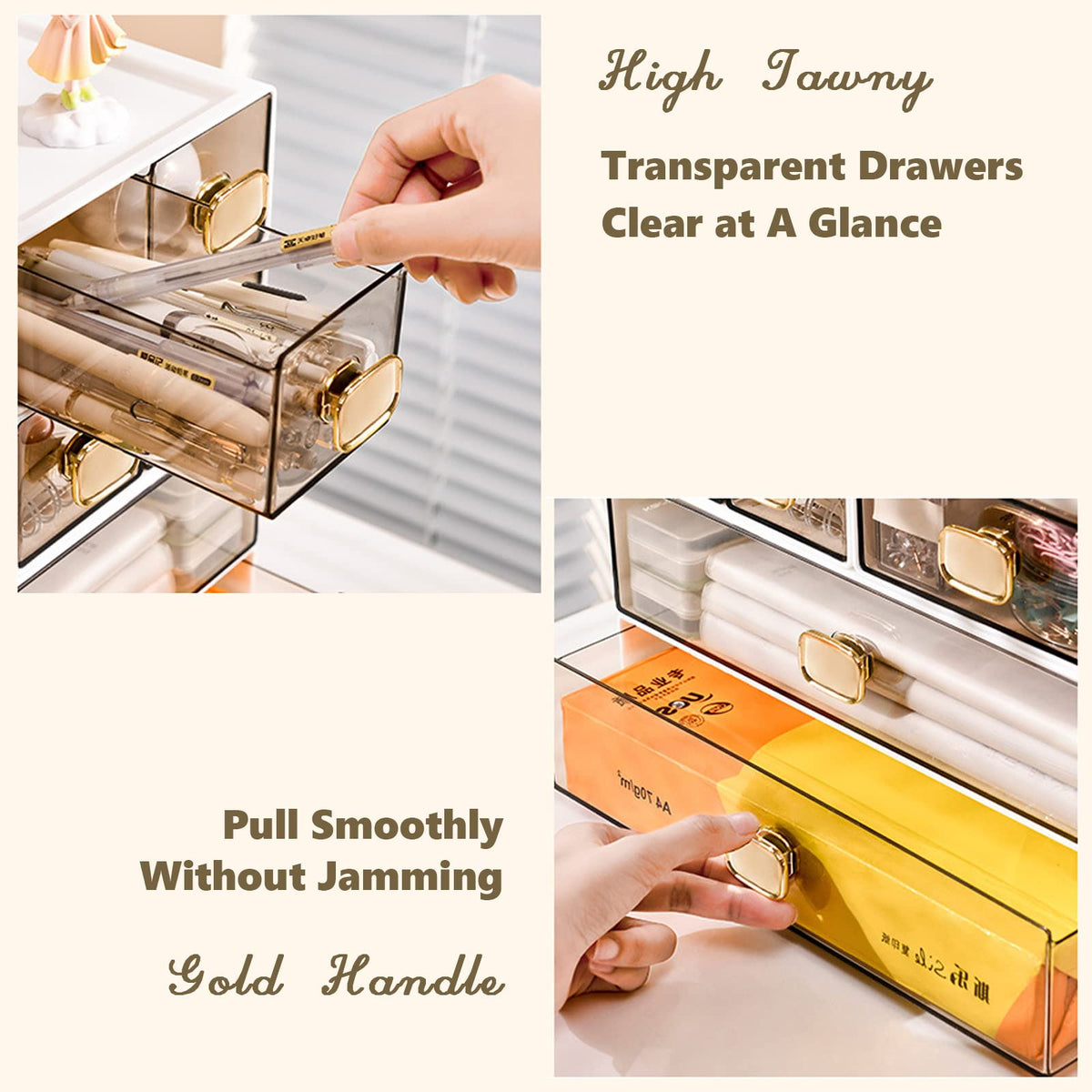 OSteed Desktop Storage Drawers, Stackable Countertop Organizer with Drawers