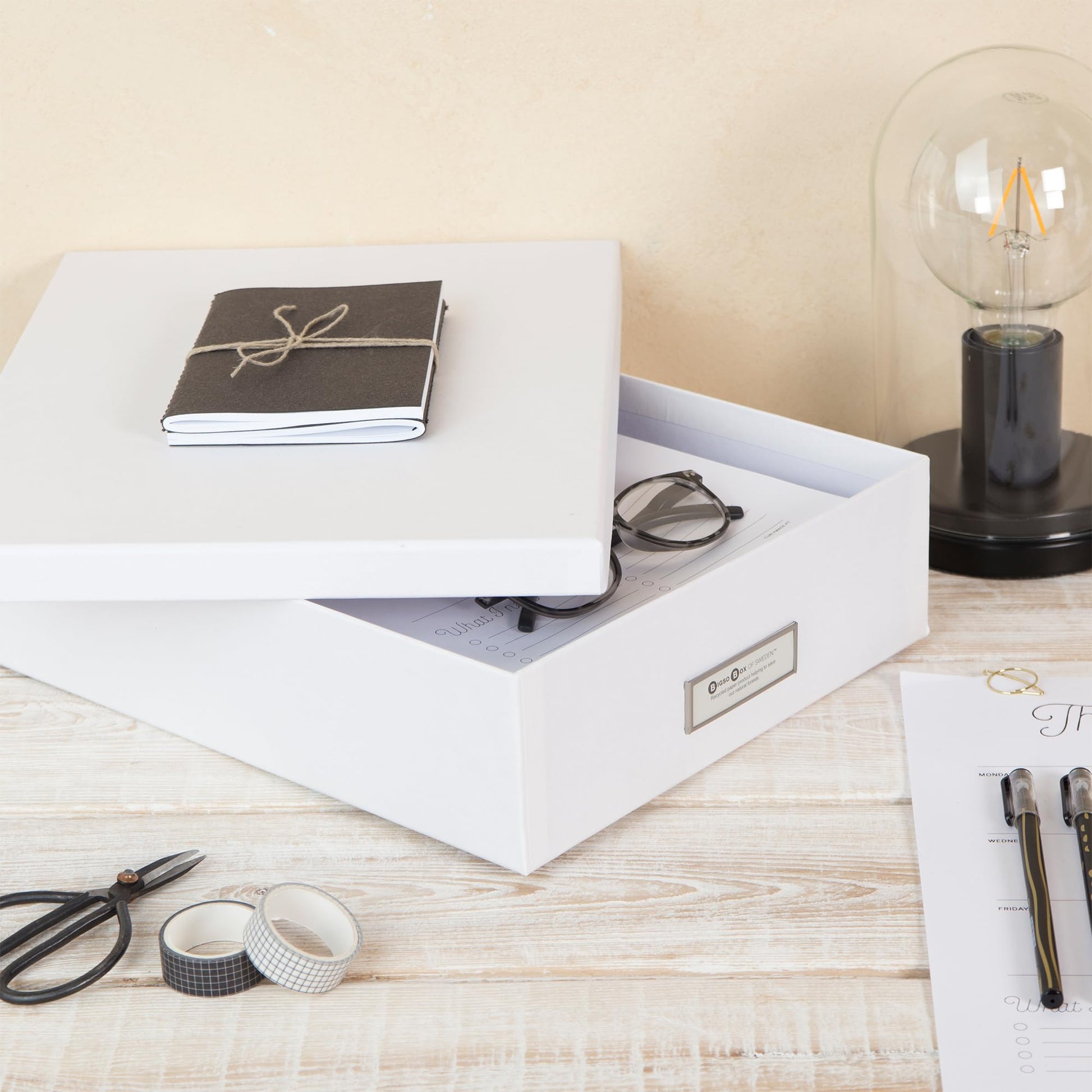 Bigso Box of Sweden Document Box for A4 Paper, Brochures and Notes - Box with Lid and Handle