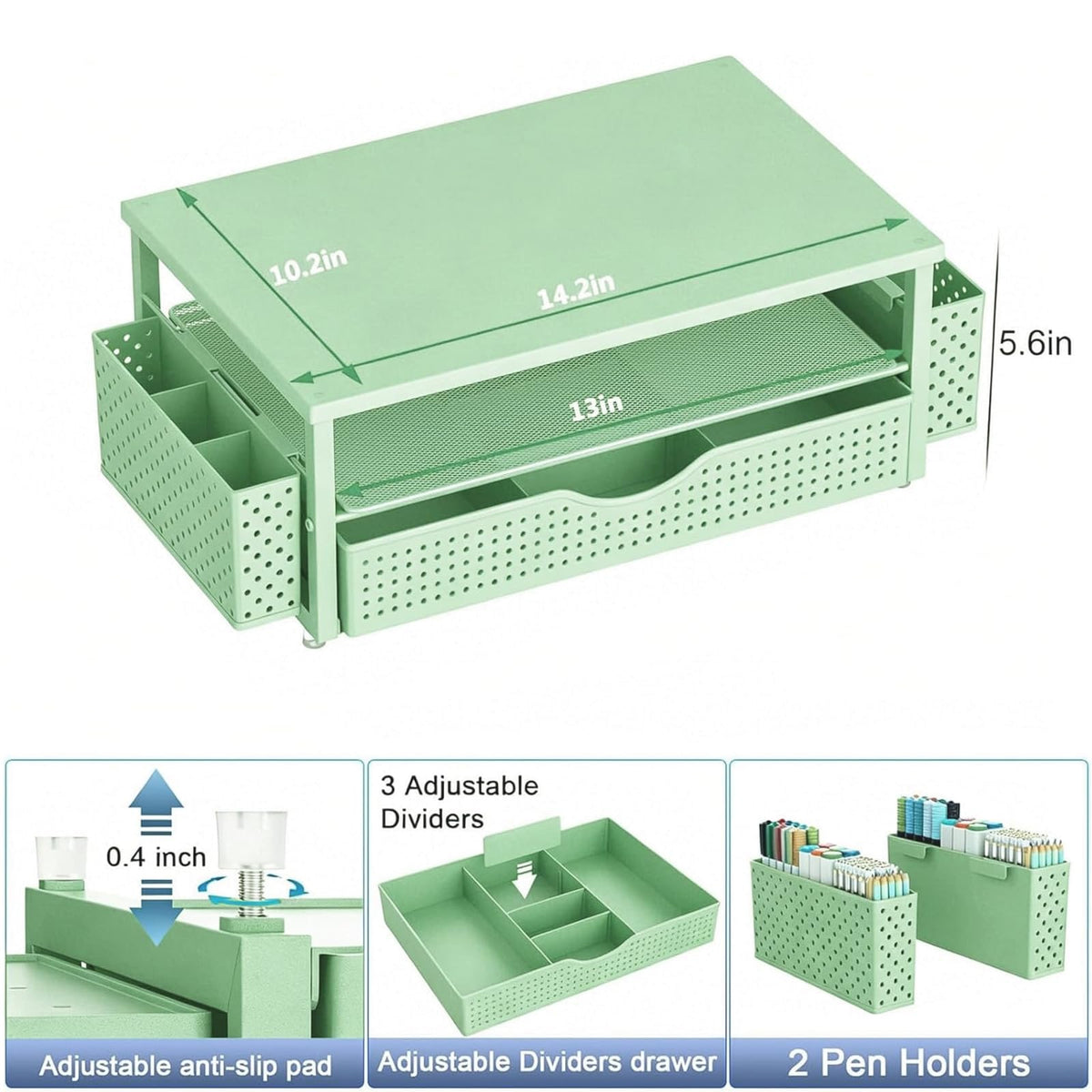 Desk Organizers and Accessories, Printer Stand with Storage, Sage Green