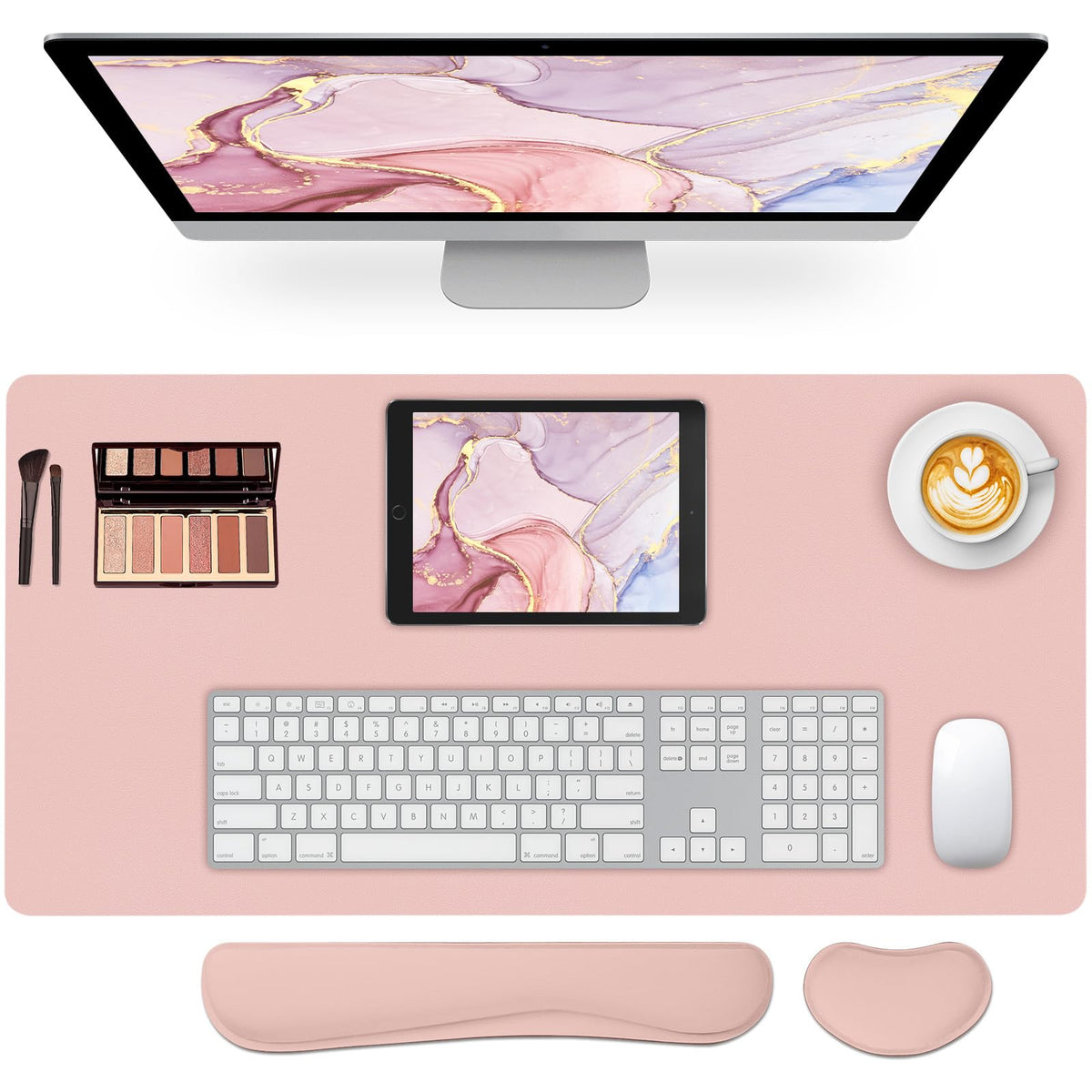 Meetcolor Desk Mat Set,3-in-1 Mouse Pad with Wrist Rest and Keyboard Pad